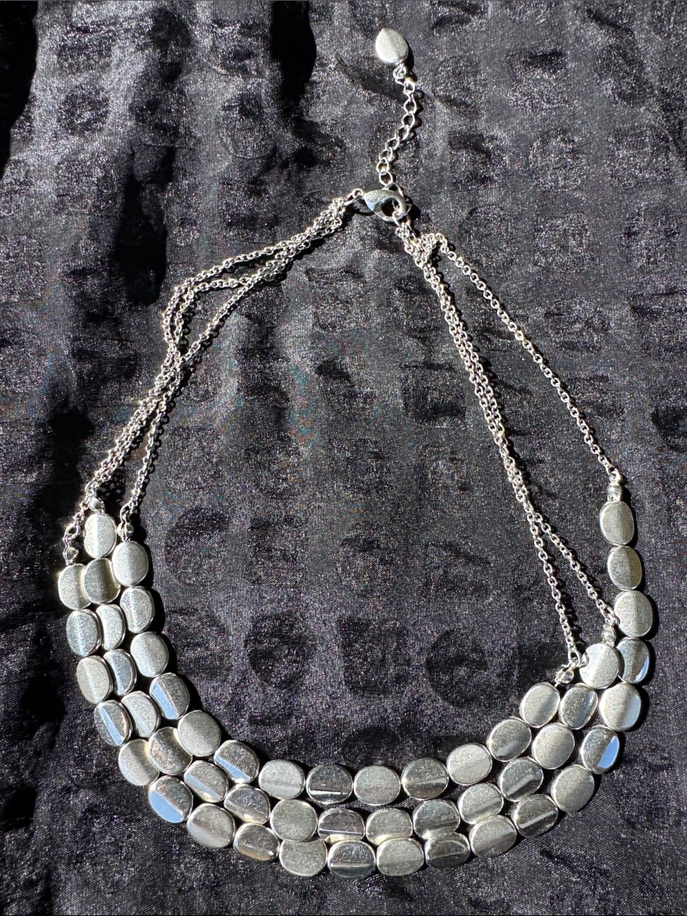 Silver Multi-Row Beaded Necklace - Women's Jewelry